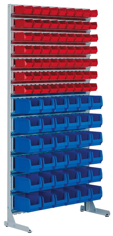 Kleinteileregal, Magazinregal für Sichtlagerkästen, einseitig