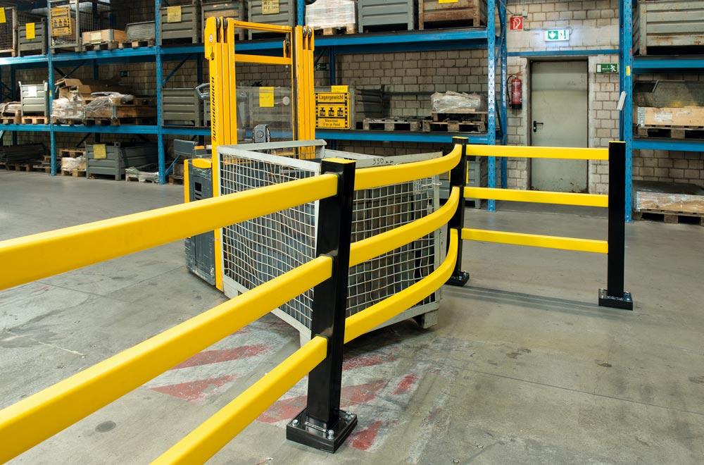 Hybrid-Rammschutz-Bodenbarriere, Stahl-Mittelpfosten, 100x100 mm, , schwarz, Höhe 255 mm