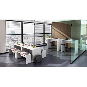 Stehtisch, BxTxH 1200x650x1083 mm, Wangen und Platte aus melaminharzbeschicheter Spanplatte, 4 Kleiderhaken, weiß