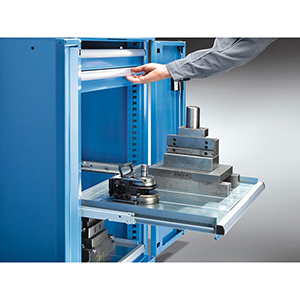 Schubladenschrank m. Flügeltüren, BxTxH 717x600x1020 mm, 1x75 Schublade u. 2 Auszüge 75 kg, Schloss, RAL 5012