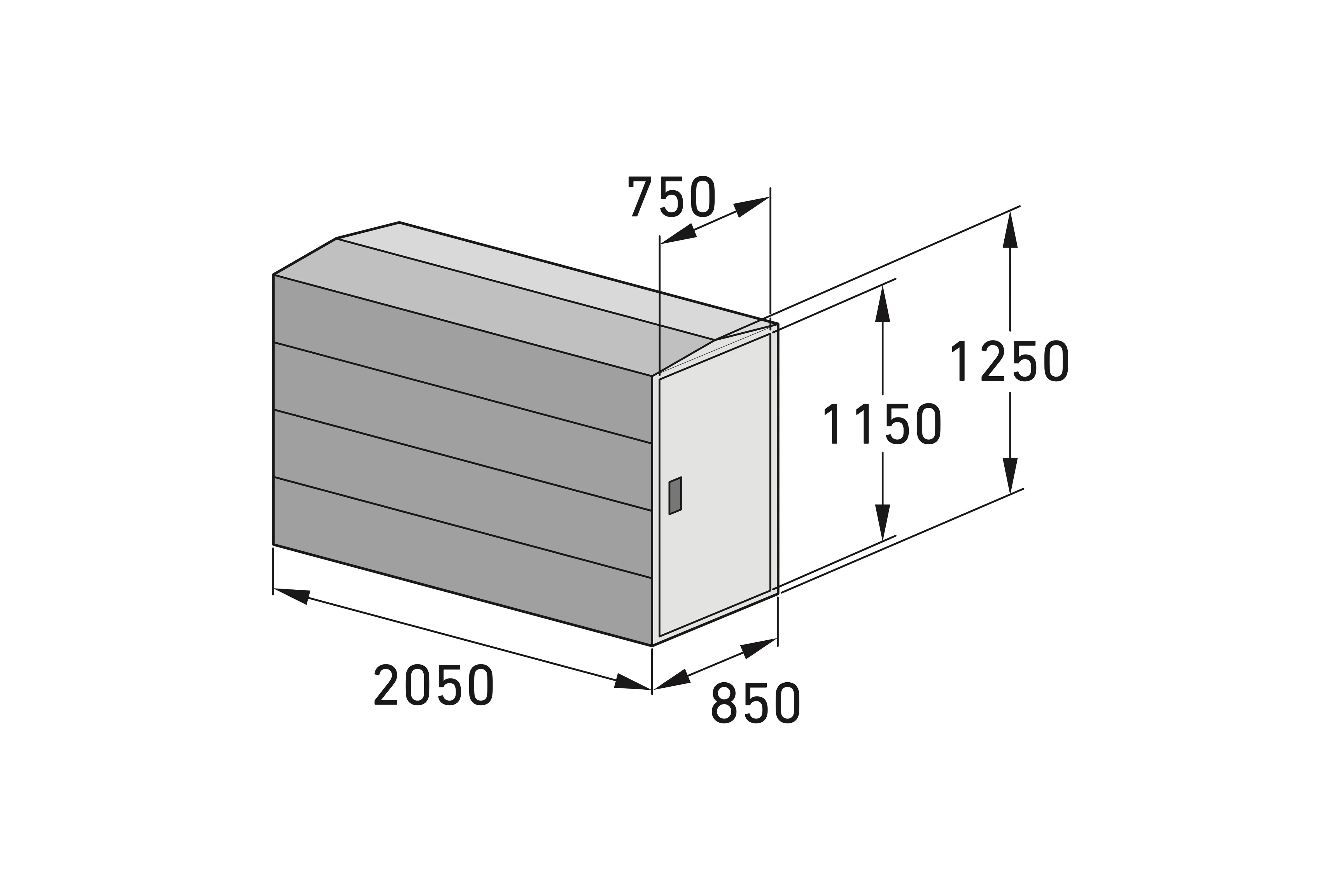 Fahrradbox, BxTxH 850x2050x1250 mm, RAL 7016