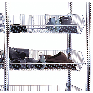 Kleinteileregal mit Gitterkörben, Anbaufeld, BxTxH 1005x500x2000 mm, 4 Ebenen mit Gitterkörben, 2 Ebenen Spanplattenboden, Fachlast 250 kg