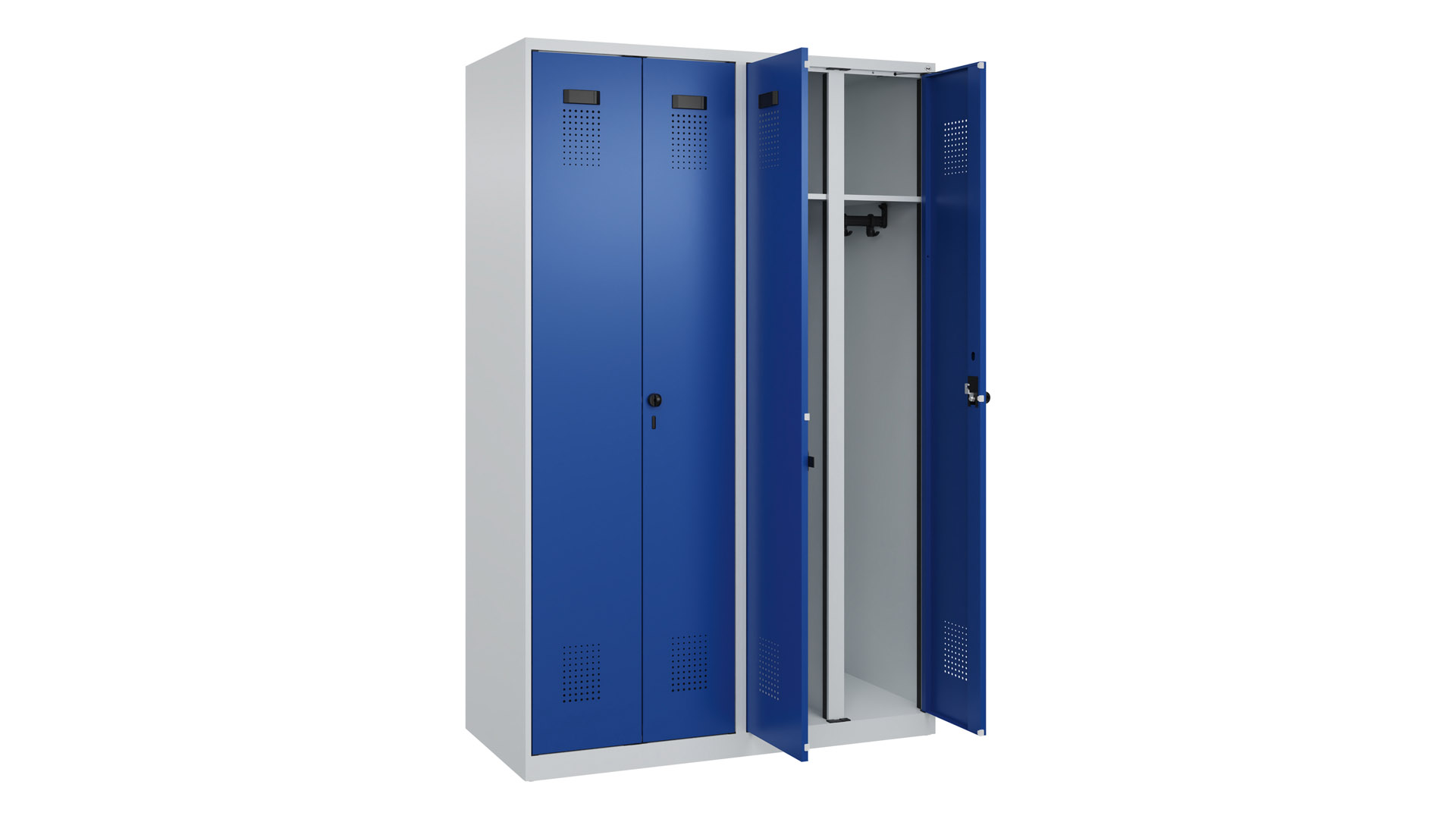 Doppelspind - schwarz weiß Trennung,  Breite 120 cm,  Höhe 185 cm,  Tiefe 50 cm,  4 Abteile