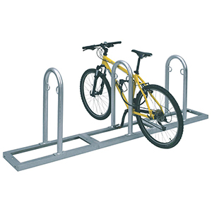 Fahrradbügel, Fahrrad-Anlehnbügel, Stahlrohr 48 mm, zum Aufstellen, 6 Einstellplätze, BxTxH 2550x350x850 mm, feuerverzinkt