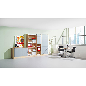 Rollladenschrank, BxTxH 900x400x2004 mm, 5 OH, 4 Böden, Schloss, Korpus lichtgrau, Rollladen Alu