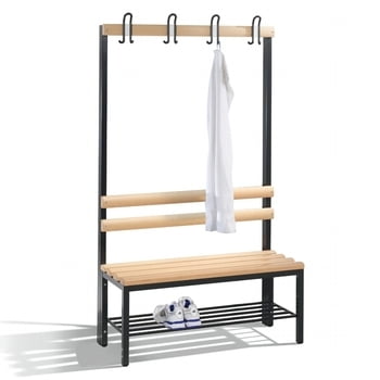 C+P Garderobenbank, Sitzbank für Umkleide, Breite 100 cm, Höhe 165 cm, Tiefe 40,3 cm