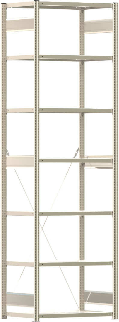Fachbodenregal BERT - Breite: 87,5 cm - Tiefe: 60 cm - Höhe: 300 cm - 7 Böden - Grundregal